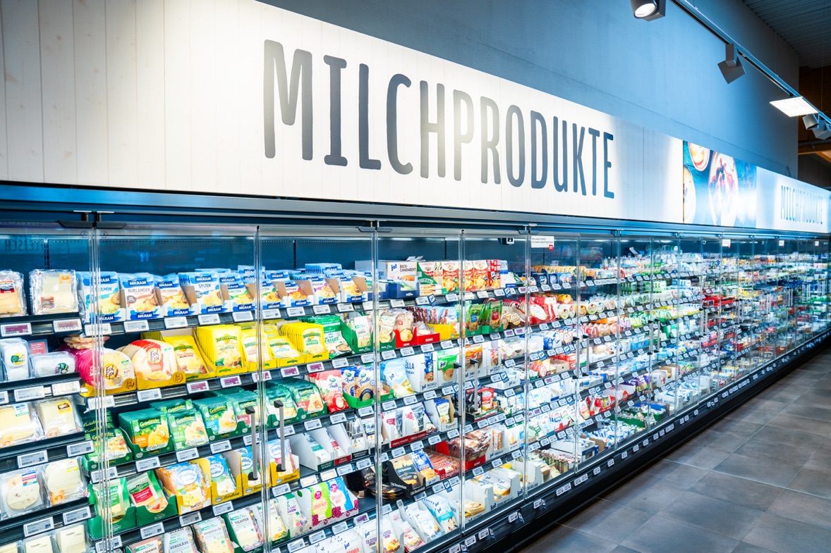 Molkereiprodukte im Supermarkt